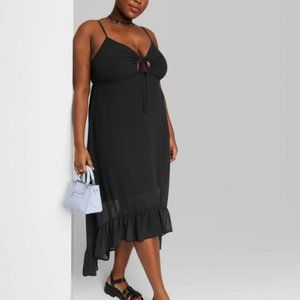 NWT Black Women's High-Low Hem Chiffon Midi Dress - Wild Fable XXL